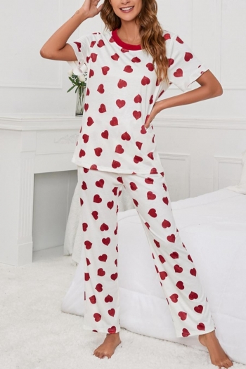 casual plus size slight stretch heart graphic printing pants set loungewear