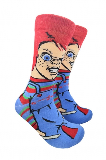 one pair halloween new stylish cartoon pattern cotton socks#1