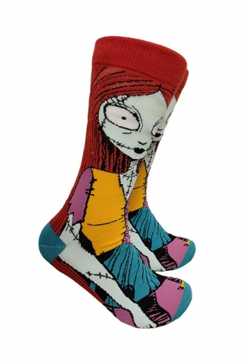 one pair halloween new stylish cartoon pattern cotton socks#2