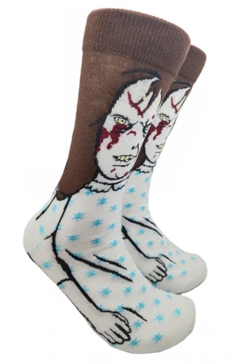 one pair halloween new stylish cartoon pattern cotton socks#3