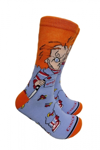 one pair halloween new stylish cartoon pattern cotton socks#7