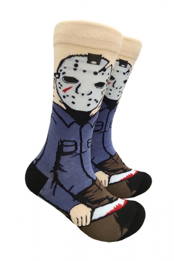 one pair halloween new stylish cartoon pattern cotton socks#9