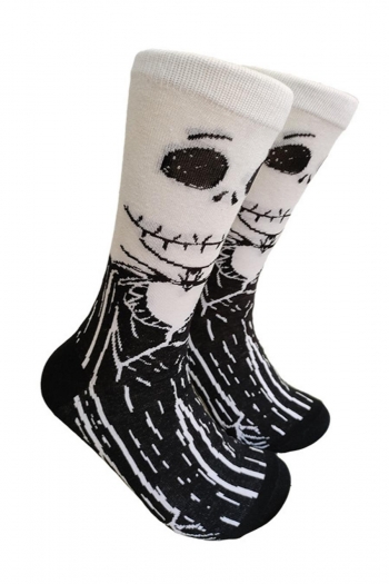 one pair halloween new stylish cartoon pattern cotton socks#10