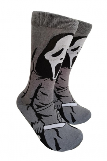 one pair halloween new stylish cartoon pattern cotton socks#11