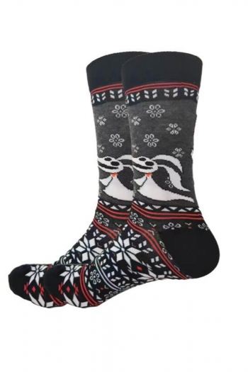 one pair halloween new thriller cartoon pattern cotton socks#4