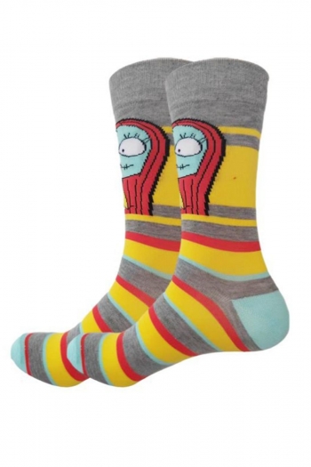 one pair halloween new thriller cartoon pattern cotton socks#5