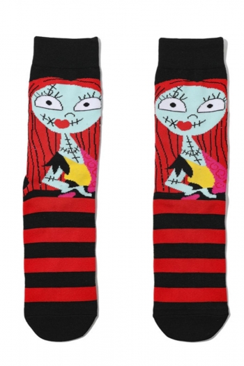 one pair halloween new thriller cartoon pattern cotton socks#6