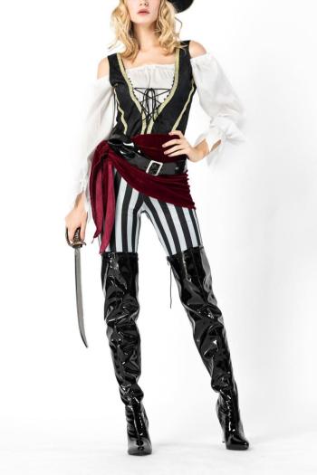halloween cosplay pirate costume(with hat & belt & prop knife ,no saber & boots)