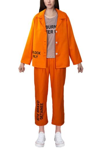 halloween plus-size non-stretch cosplay prisoner costume three-piece set
