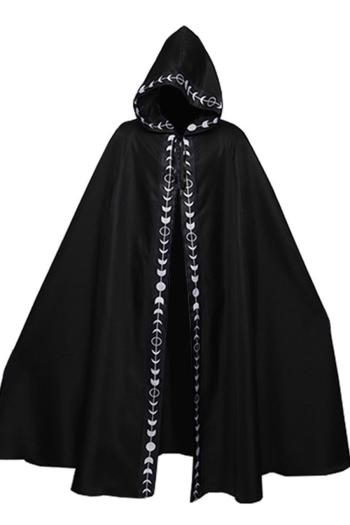 halloween plus-size non-stretch moon printing gothic hooded cape costume