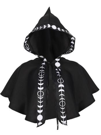 Wholesale Halloween non-stretch gothic printing short hooded cape
