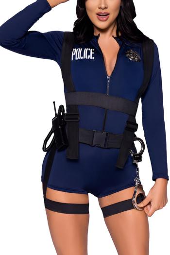 halloween slight stretch police costumes(with hat& handcuffs& strap& intercom)