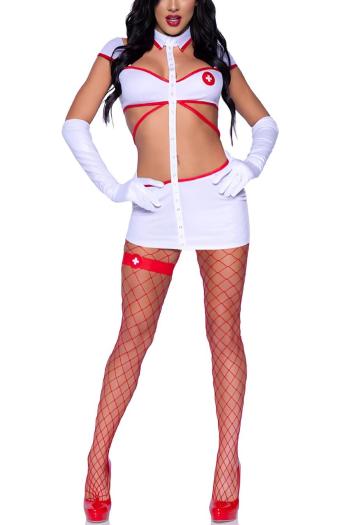 halloween nurse costumes(with hair hoop& leg ring& stockings& gloves& g-string)