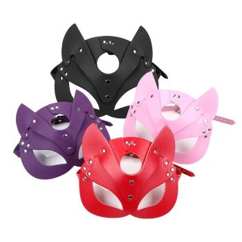 fox leather rivet decor mask
