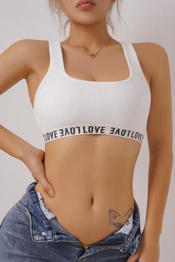 slight stretch letter printing square neck sport bra