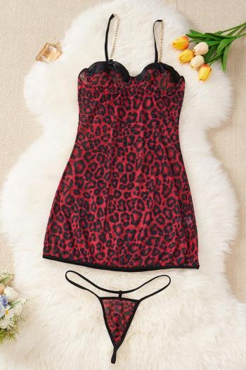 sexy slight stretch leopard printing sling babydoll(with underwire& g-string)