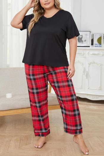 casual plus-size slight stretch lattice pants set loungewear