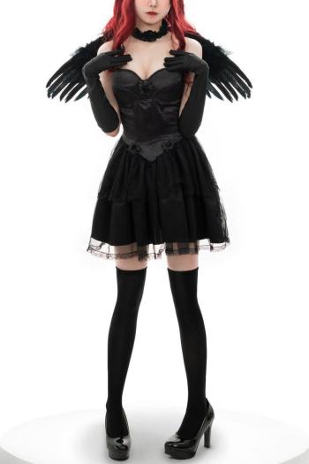 halloween cosplay gothic style angel costume(with neck ring & wing & gloves)