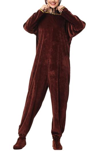 halloween velvet cosplay brown bear costume(with hat & foot cover)