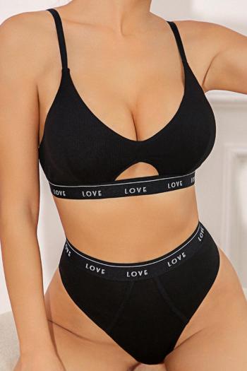 sexy slight stretch letter printing cutout padded two-piece set