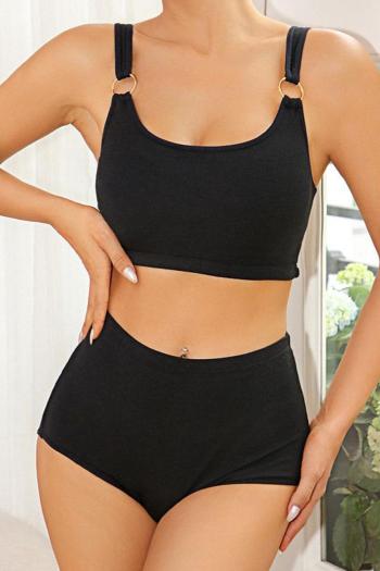 high stretch ring connected ribbed knit breathable bra set