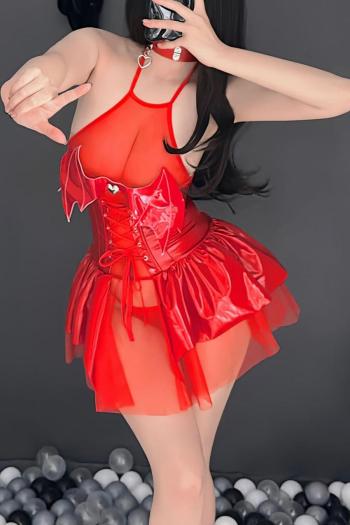 halloween slight stretch devil costumes(with neck ring& g-string, no stockings)