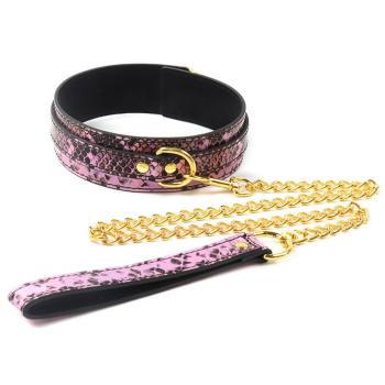 one pc sexy sm leather snakeskin pattern metal chain necklace
