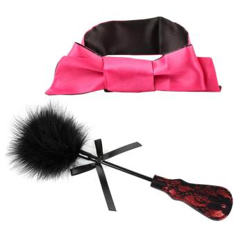 one pc sexy sm lace feather hand clap bow blindfold set