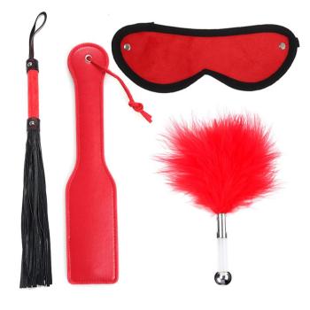sexy sm leather whip hand clap blindfold four piece set