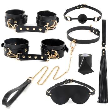 sexy sm storage bag handcuffs bondage props nine piece set