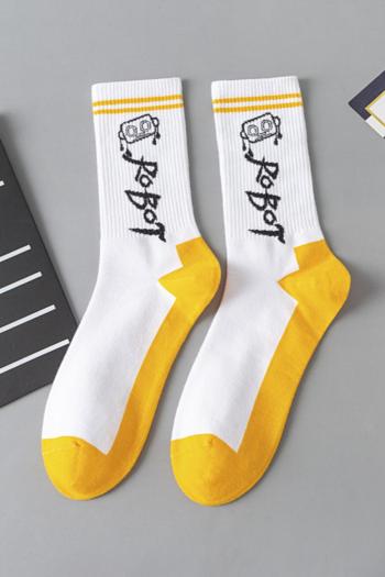 one pair new cotton stretch robot pattern warm socks#2