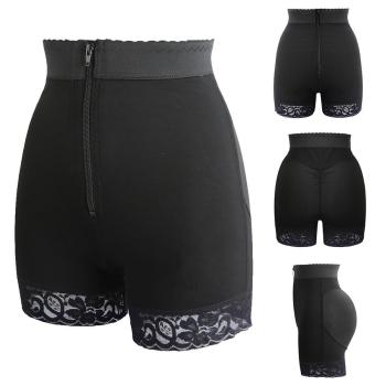 xs-3xl plus-size zip-up lace trim butt lifter shorts shapewear