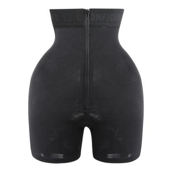 plus-size mesh breathable letter zip-up butt lifter body shaper