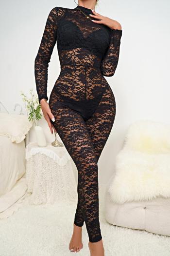 sexy slight stretch see-through lace crew neck teddy collections(no underwear)