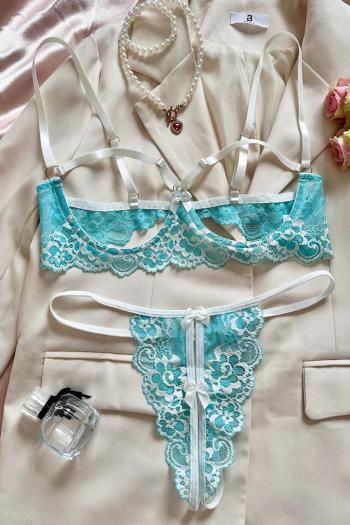 sexy slight stretch lace hollow bra & panty set(with underwire)