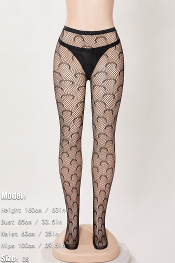 Sexy high stretch rhinestone decor moon pattern fishnet tights(no underwear)