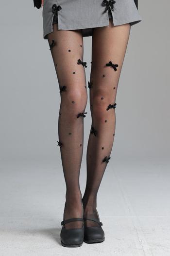 sexy high stretch solid color pearl suede bow tie tights(only tights)