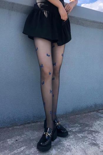 sexy high stretch see-through butterfly batch printing tights