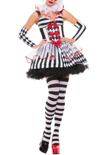 halloween clown cosplay costume(with hat&scarf&sleeves&stockings)