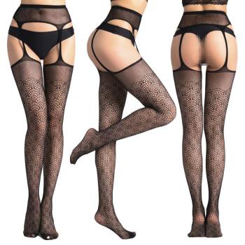 sexy high stretch jacquard hollow crotchless tights#36