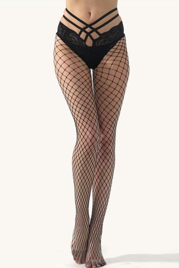 sexy high stretch cross-waist lace trim fishnet tights