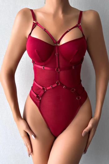 sexy high stretch mesh stitching hollow teddy collection(with underwire)
