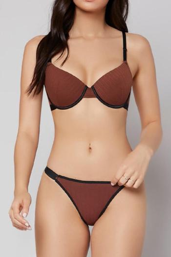 sexy slight stretch contrast color with underwire padded bras sets