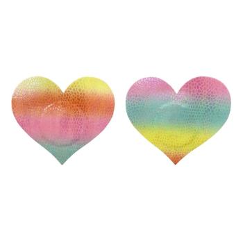 fifty pair heart shaped gradient rainbow bubbles nipple pad(length:6.7cm)
