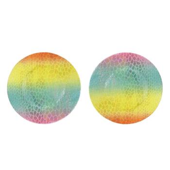 fifty pair round shape gradient rainbow bubbles nipple pad(length:6cm)