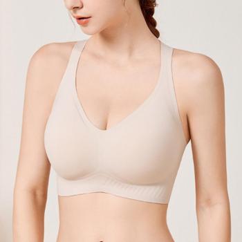 sexy plus size slight stretch solid gathered traceless thin bra
