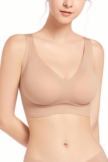 sexy plus size slight stretch solid color gathered traceless thin bra