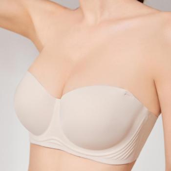 sexy plus size slight stretch anti-slip solid gathered traceless large cup bra