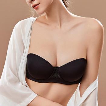 sexy plus size slight stretch anti-slip gathered traceless thin large cup bra