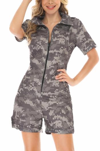 sexy slight stretch camo printing playsuit police costumes(with hat)